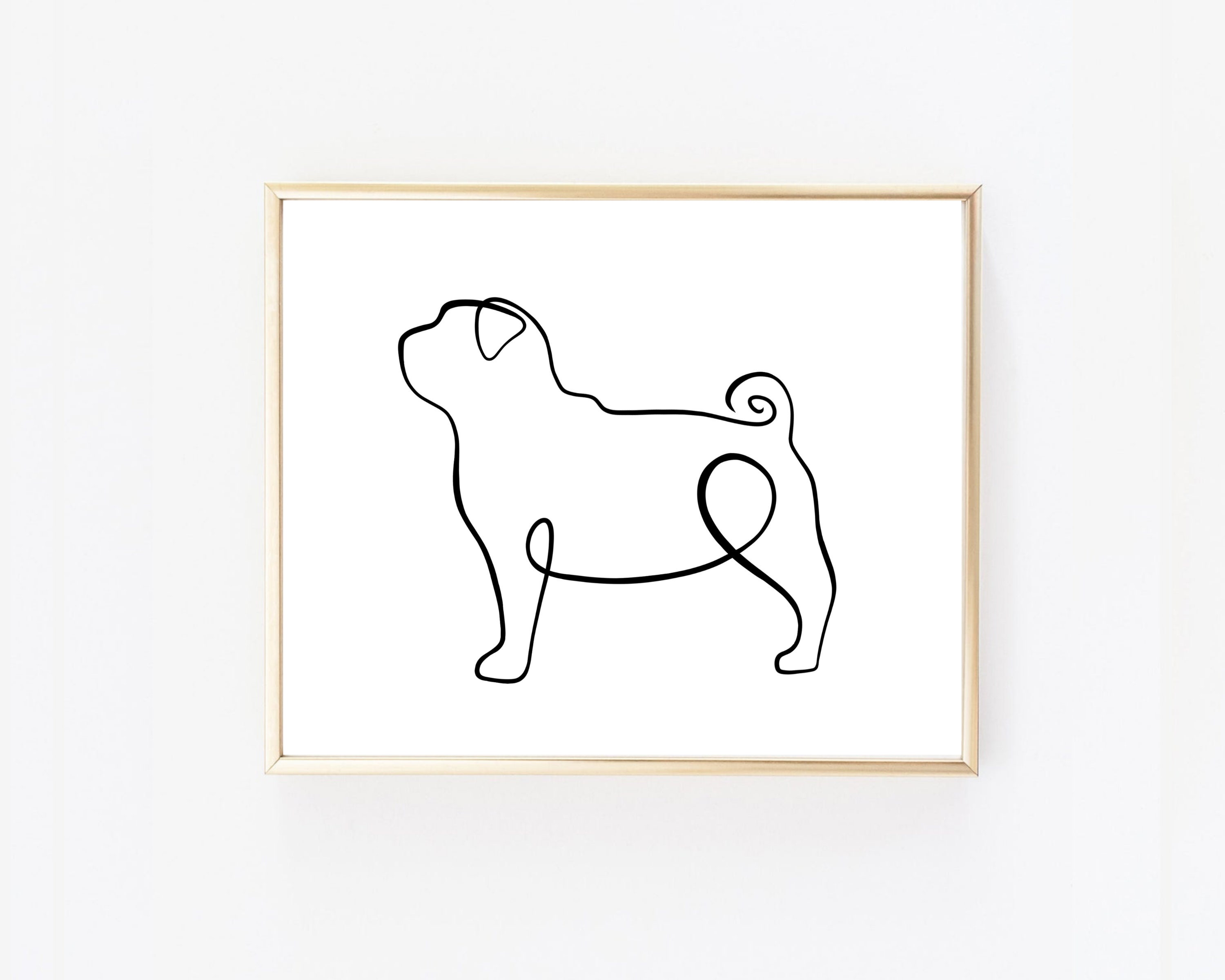 One Line Pug Print Art Minimal Fine Art Pet Dog Art Etsy