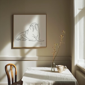 Walrus One Line Minimal Art | Digital Download Walrus | Black and White