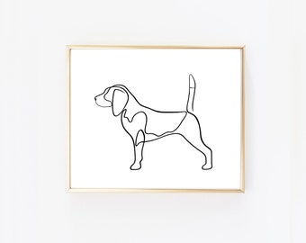 Minimalist Beagle Line Art Print: Modern Dog Drawing