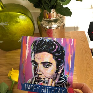 Elvis Presley birthday card with red envelope, King of rock birthday card image 2