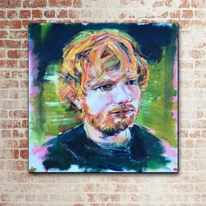 Ed Sheeran portrait painting, Ed Sheeran acrylic and oil painting, ideal for Ed Sheeran fans, Ed Sheeran Mothers day gift, sent unframed