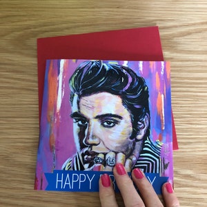 Elvis Presley birthday card with red envelope, King of rock birthday card image 3