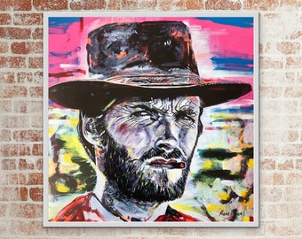 Clint Eastwood portrait print, the good, bad and the ugly inspired wall art, clint eastwood wall art
