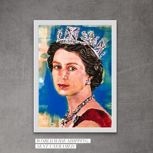 Stampa ritratto originale della Regina Elisabetta II / A3
