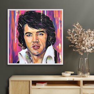 Elvis Presleyportrait print, Elvis Presley gift, Elvis original art by British artist Marie O’Hara, different sizes available, Elvis icon