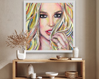 Britney Spears, limited edition portrait print, 24 x 24 inches, unframed