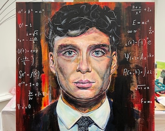 Cillian Murphy portrait, framed in black, fixtures on reverse so ready to hang in your space