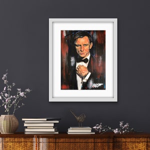 Daniel Craig framed portrait print, 007 Bond, A4 size limited edition
