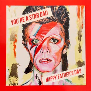 Presente de Dia dos Pais de David Bowie, cartão de Dia dos Pais de Bowie, presente de Star Man, presente de admirador de arte, cartão de Dia dos Pais