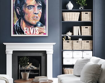 Elvis Presley poster, original art by Marie O’Hara
