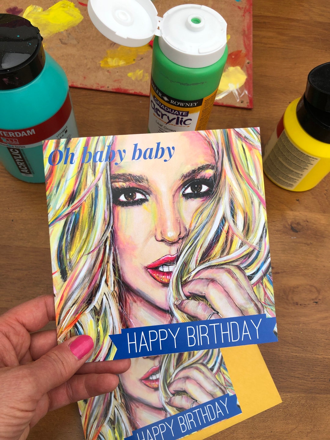 Britney Spears Birthday Card, Britney Greeting Card, Colourful Britney ...