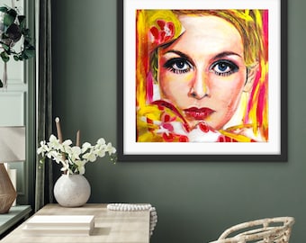 ツイギー プリント、ツイギー ビンテージ写真、ツイギー アート