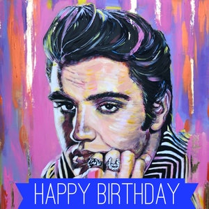 Elvis Presley birthday card with red envelope, King of rock birthday card image 1
