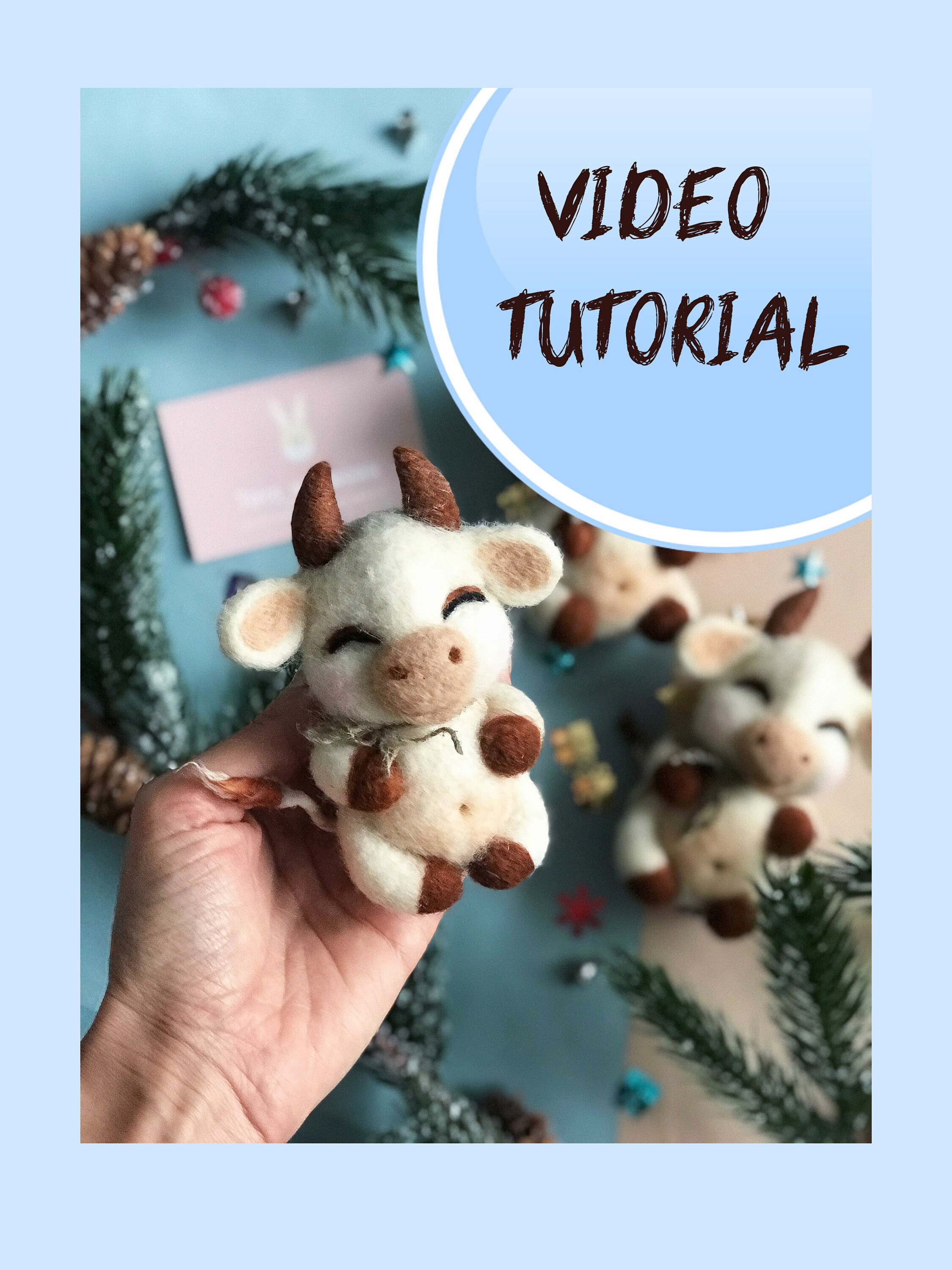 Needle Felting Video Tutorial Cow. Felted Tutorial Animals Toy Etsy