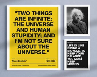 Albert Einstein Quote & Portrait Poster Set | Digital Download – Science and Wisdom Wall Art