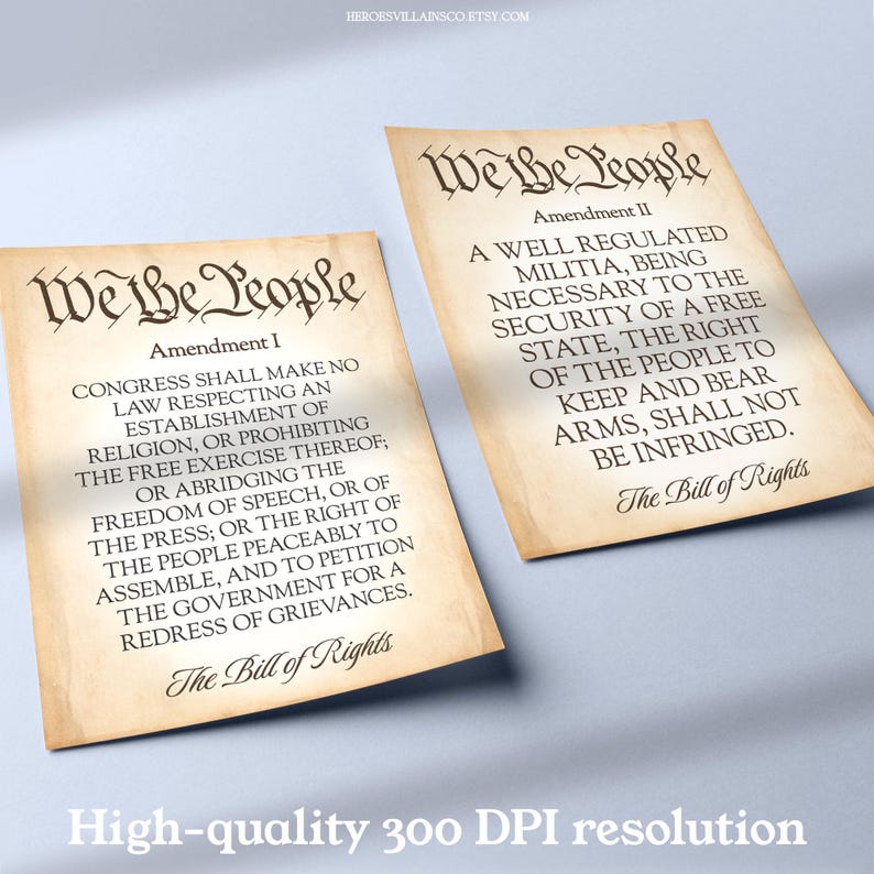 First and Second Amendment Poster Set – Vintage-style Digital Downloads ...