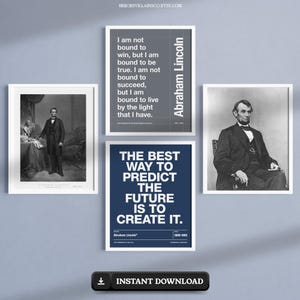 Abraham Lincoln Quote/Portrait Poster Set | Digital Download – Leadership and Integrity Wall Art, Abe Lincoln Quotes, American History Decor