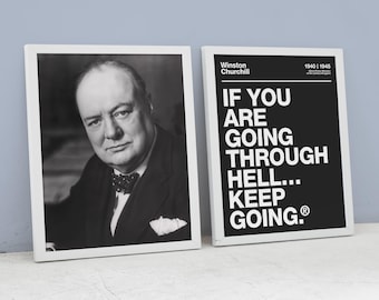 Winston Churchill Poster Set – Motivational Quote & Portrait Wall Art, Inspirational Print, Historical Quotes, Gift for History Lover