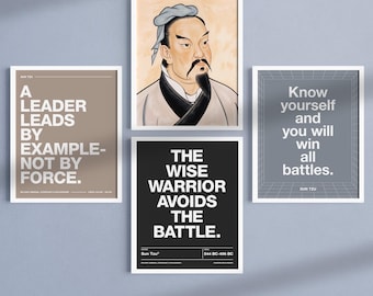Sun Tzu Quote & Portrait Poster Set | Digital Download – The Art of War Wall Art