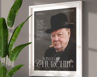 Inspiring Winston Churchill Quote Poster, Motivational Wall Art, Home Office Decor, Gift for History Lovers, Leadership Inspiration