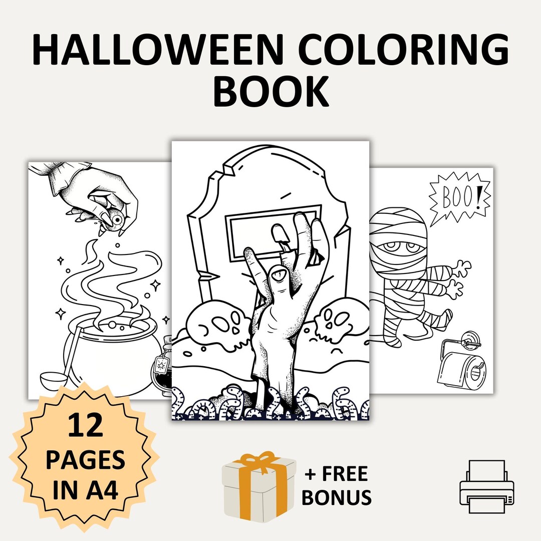 Printable Halloween Coloring Pages: Digital PDF for Kids Creative & Fun ...
