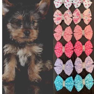 Handmade Tiny Bow Set for Small Dogs/ Cute Dog Hair Bow Clip