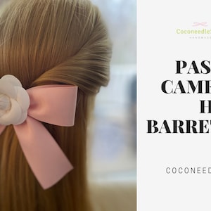 Handmade Pastel Camelia Hair Barrette/ Classic design/Luxurious Pastel Matt Satin Ribbon