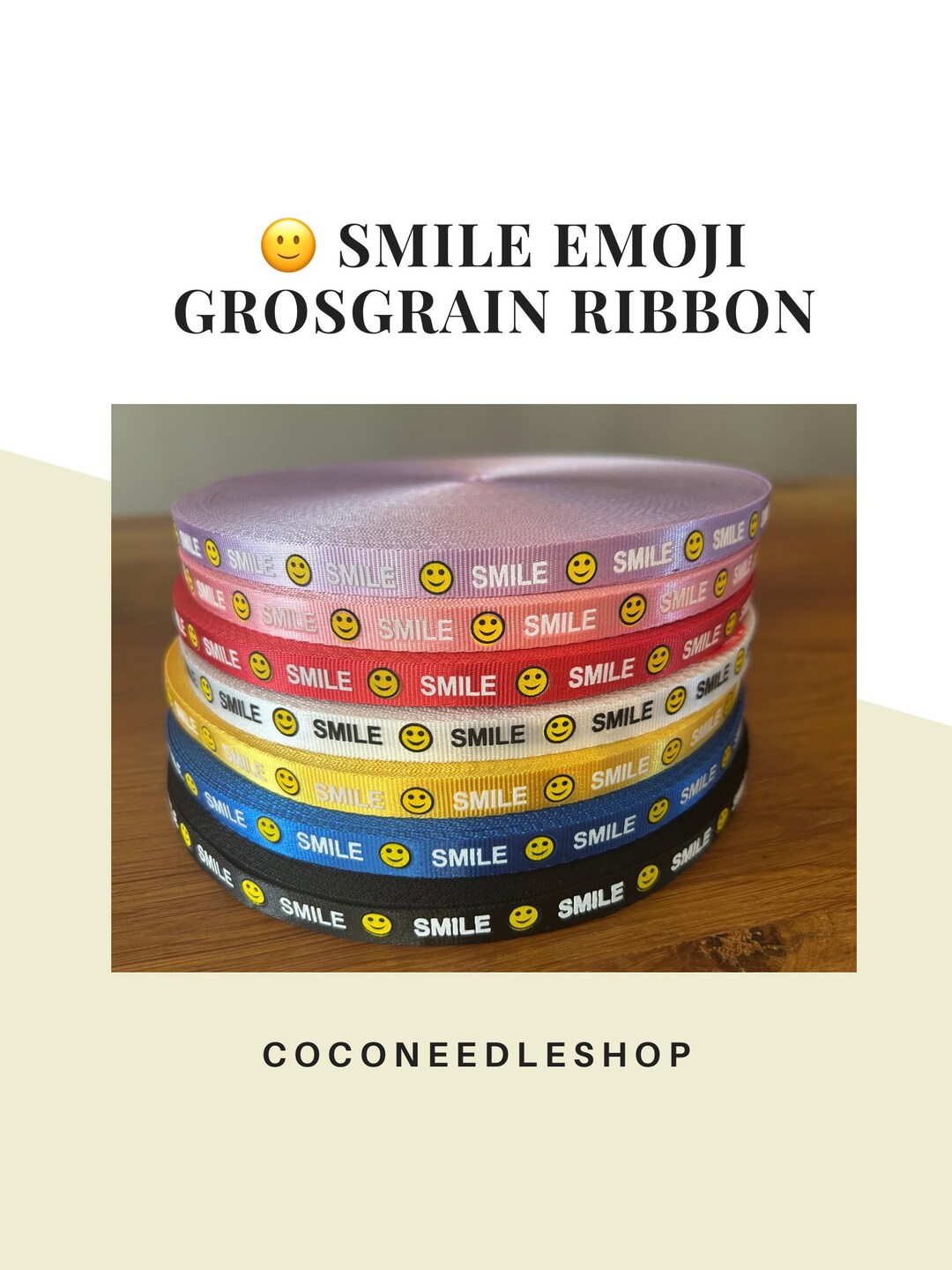 Smile Emoji Grosgrain Ribbon | Smiley Face Ribbon | Cute Ribbon for ...