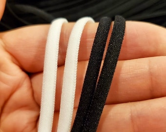 High Quality Soft, non Irritating ear loop. Coco Black/ White Elastic cord for masks