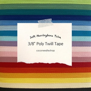 3/8” Poly Twill Tape, Soft Herringbon Tape/ Trimming/ Solid colors