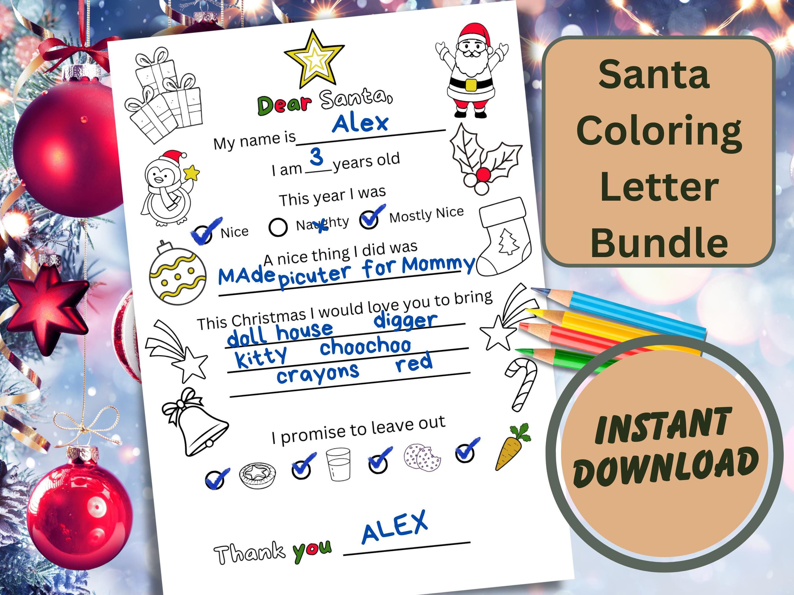 Letter to Santa Coloring Pages, Dear Santa Christmas Eve Letter, Wish ...