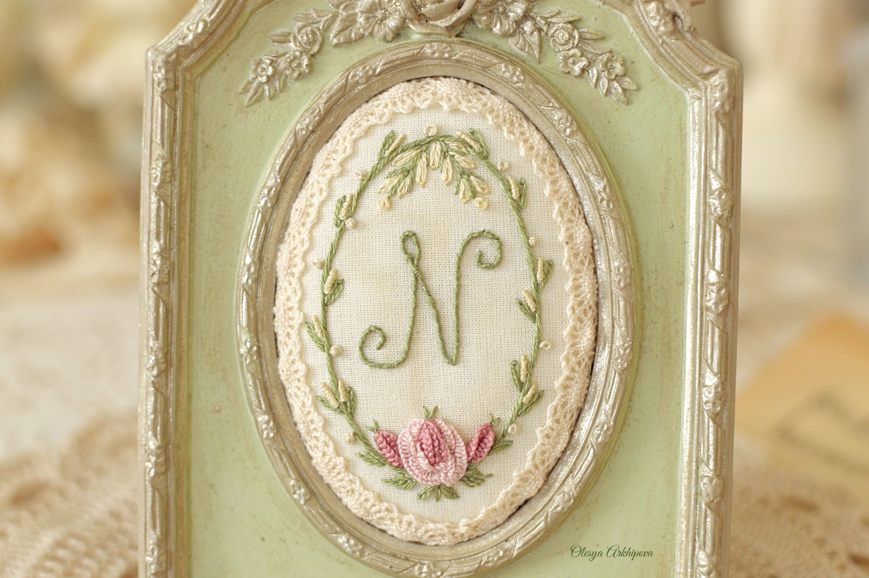 Personalized embroidery frame in Vintage style small framed Etsy