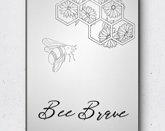 Bumble Bee Art handgezeichnet oder gedruckt A4 A5