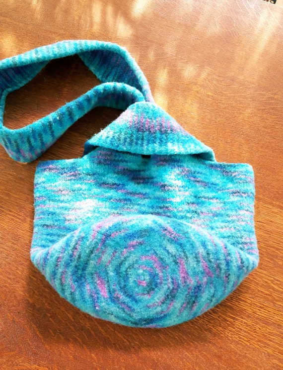 Hand Knit and Felted Purse in Turquoise - image 1