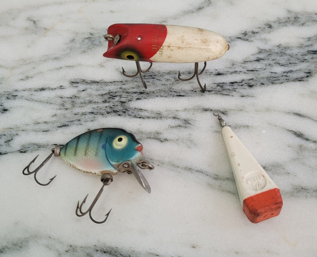 Vintage fishing lures lot of three etsy