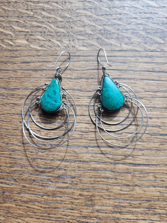 Malachite and Silver Earrings