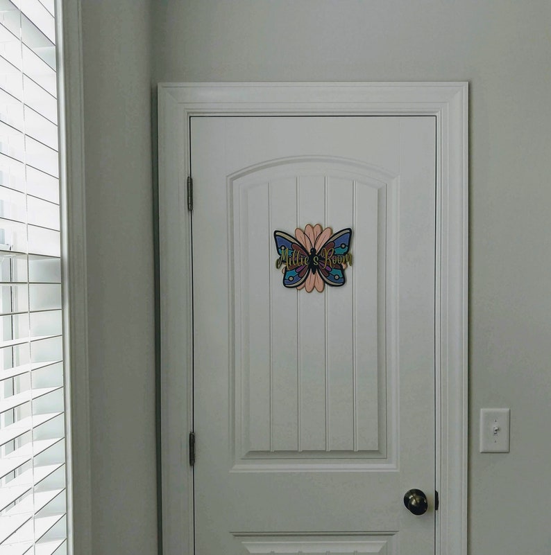 Butterfly Room Sign Name Sign Custom Butterfly Sign Etsy