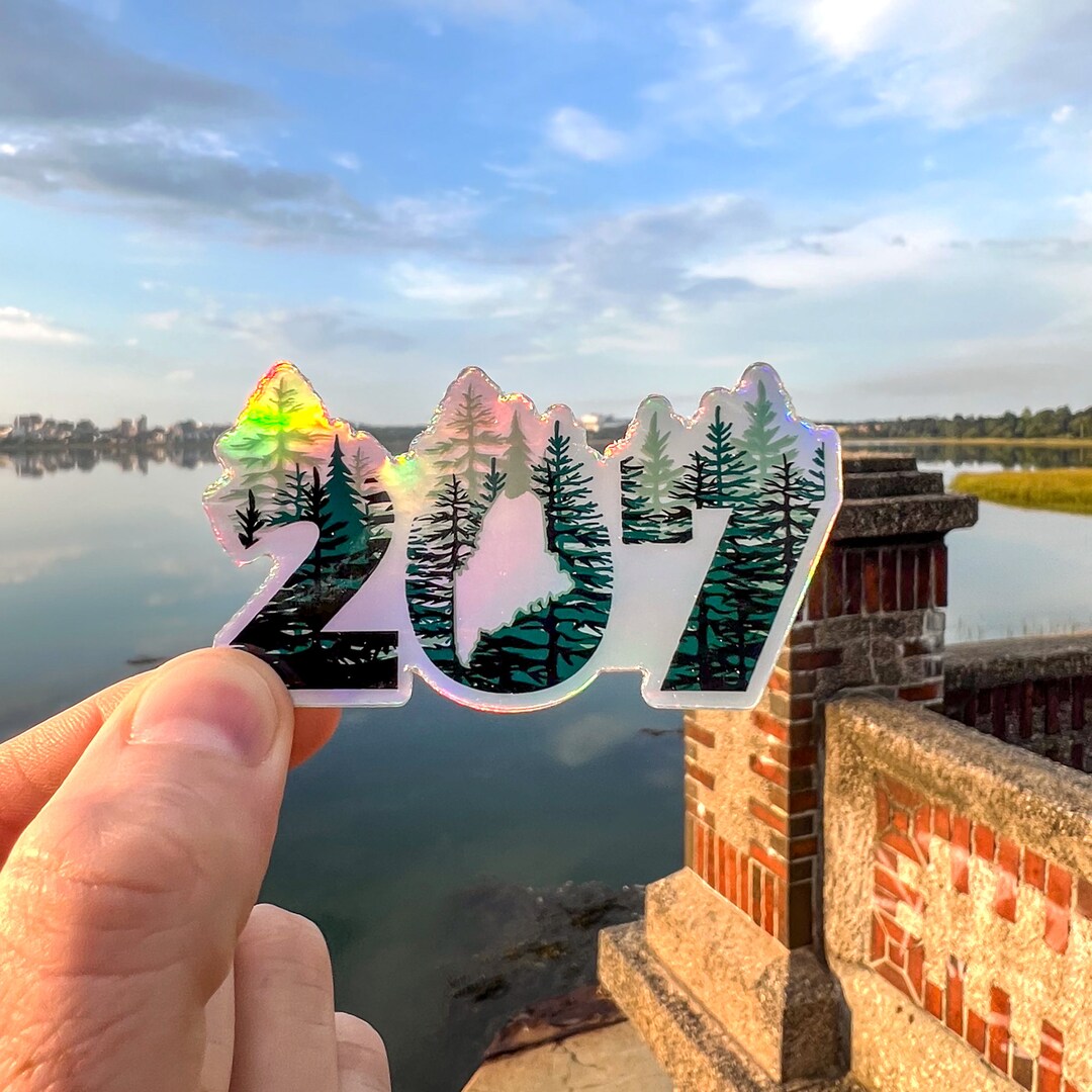 Ocean 207 Pine Tree State Holographic Sticker, Maine Sticker, 207 ...
