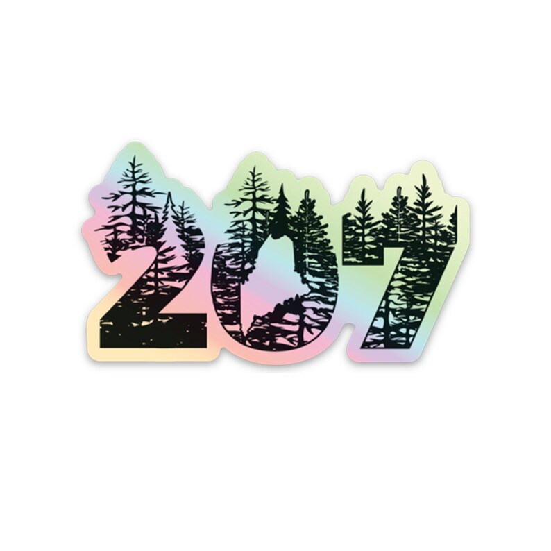 207 Holographic Maine Sticker, Pine Tree State Decal, Lobster Vinyl ...