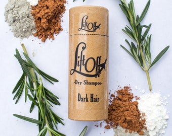 Lift Off - Dry Shampoo Powder Rosemary Scented for Dark Hair - All Natural, Travel Friendly, 100% Biodegradable Zero Waste