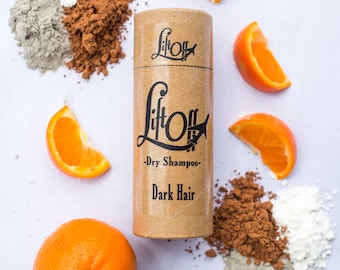 Lift Off - Dry Shampoo  Powder Sweet Orange Scented for Dark Hair - All Natural, Travel Friendly, 100% Biodegradable Zero Waste