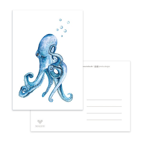 Postkarte Octopus Bubbles