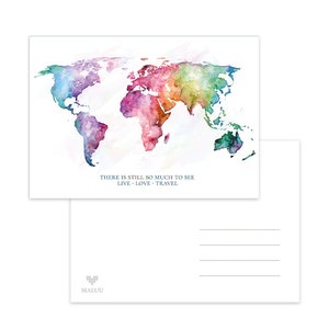 Postkarte World Map rainbow