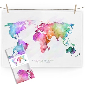 Geschirrtuch World Map - rainbow