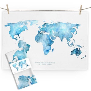 Geschirrtuch World Map - blau