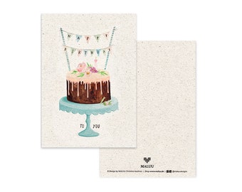 Cartolina torta di compleanno