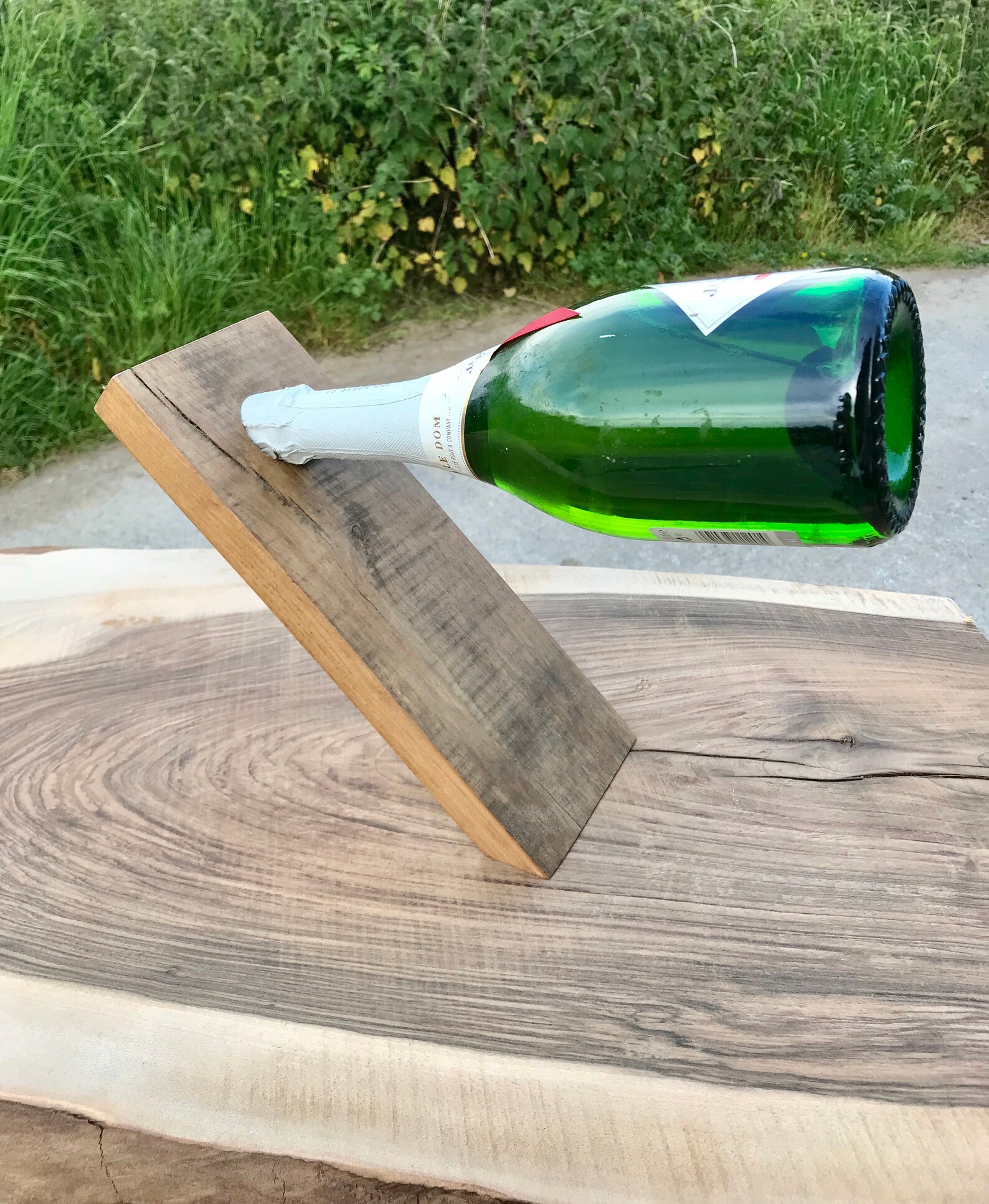 Reclaimed Wood Floating Wine Bottle Holder Etsy UK