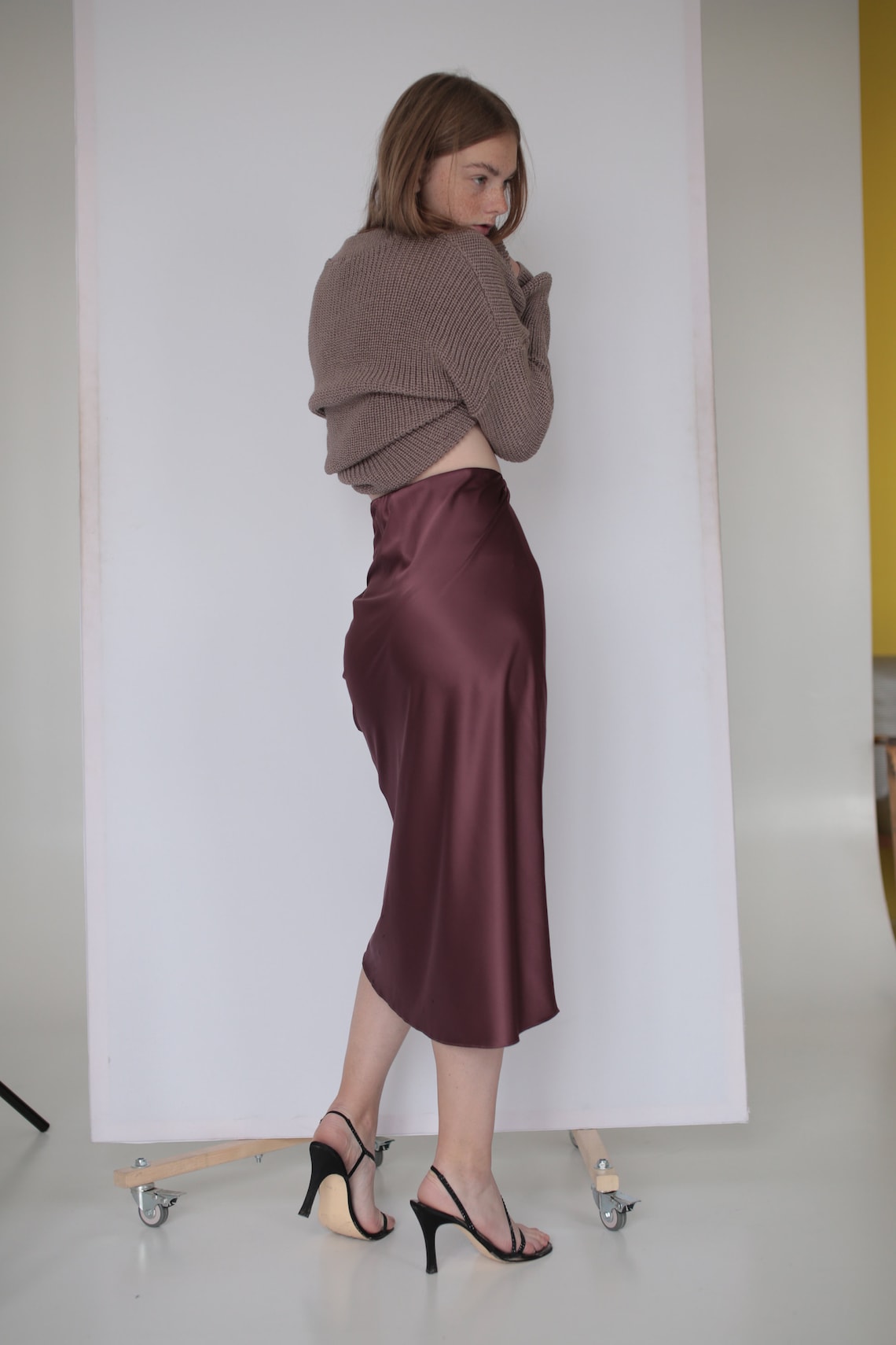 Rock Satin Rock Seidenrock Kirschrock MidiRock Etsy