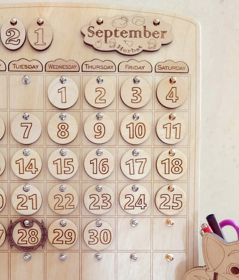 Wooden Calendar. Montessori Calendar. Home Calendar. Etsy