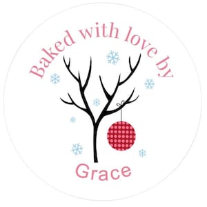 Christmas Tree – Baking Labels, Cookie Labels, Made with Love, Baked with Love, Homemade Box Labels, Personalized - Sheet of 12